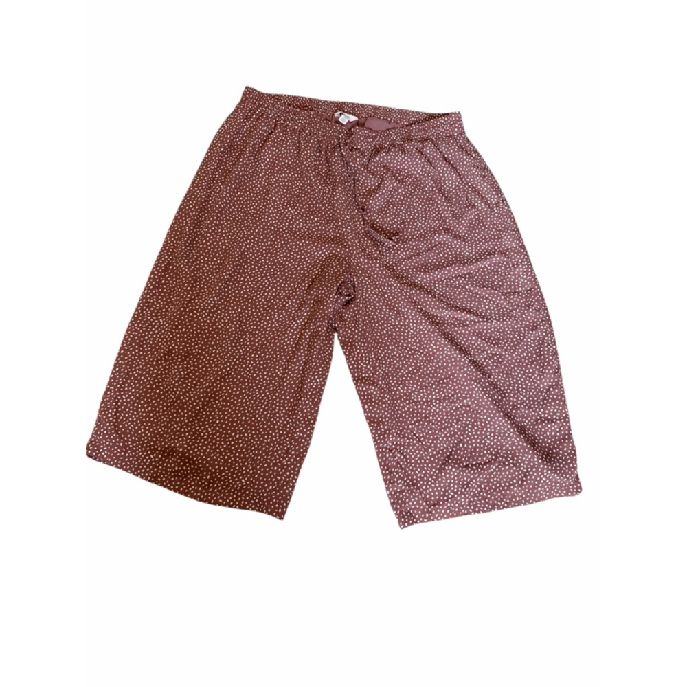 Womens 3X Lounge Pants Brown Polka Dot Wide Leg Elastic Waist